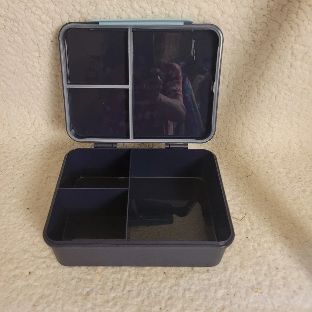 Cat & Jack Bento Box Navy Blue Dinosaur Outline 3 Compartment Kids Lunch Box NEW